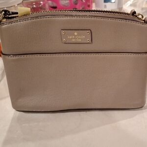 Kate Spade Beige Crossbody Bag with Gold Accents